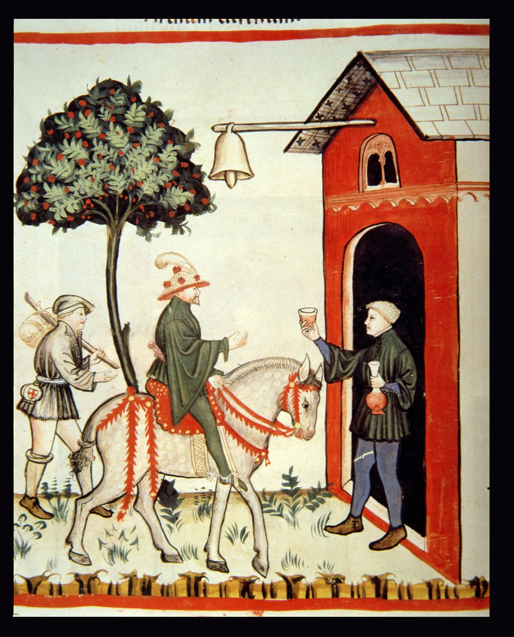 Nova 2644 fol.87v रेड वाइन का ग्लास, टाकुइनम सेनिटैटिस कोडेक्स विन्डोबोनेसिस से द्वारा इतालवी स्कूल