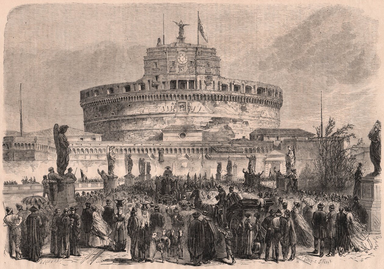 सेंट एंजेलो कैसल (Castel SantAngelo) रोम, इटली का दृश्य द्वारा अज्ञात