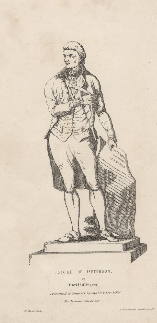 जेफर्सन की मूर्ति, डेविड मिशेलिन द्वारा लिथो, 1840 द्वारा ए। डे वड्रिककोर्ट