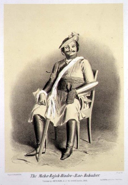 जूल्स ट्रेयर (1824-1901) पब द्वारा उकेरी गई 'वॉयेज इन इंडिया' से महा-राजा-हिंदू-राव-बाबदूर। लंदन में द्वारा ए। (बाद) सोल्टीकोफ
