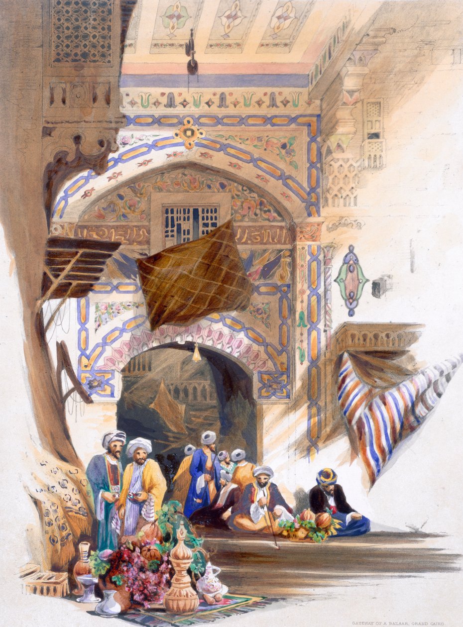गेटवे ऑफ़ ए बाज़ार, ग्रैंड काहिरा, मिस्र, 1846 द्वारा ए मार्गरेटा बुरो