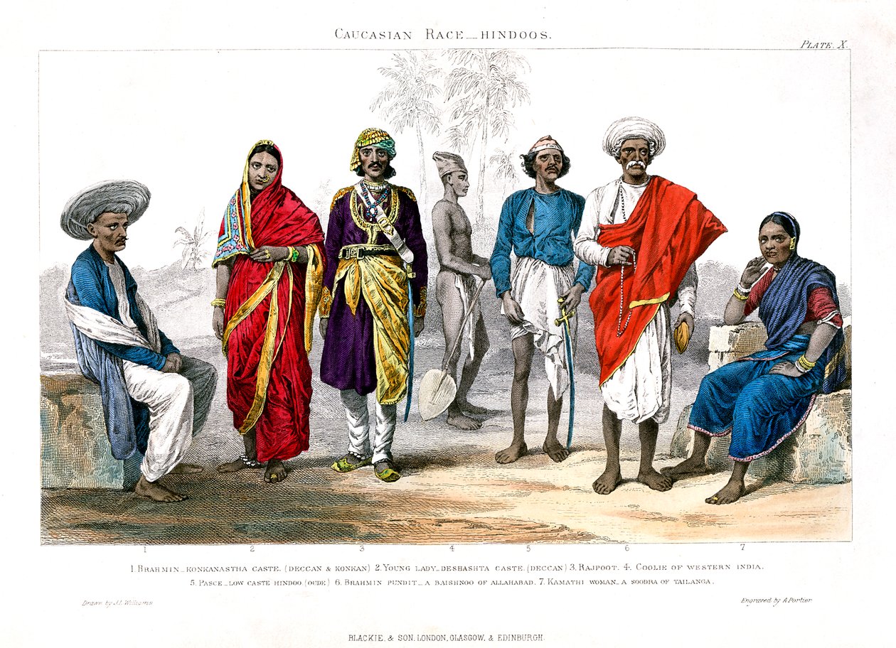 कोकेशियान जाति, हिंदू, 1800-1900। द्वारा A. कुली