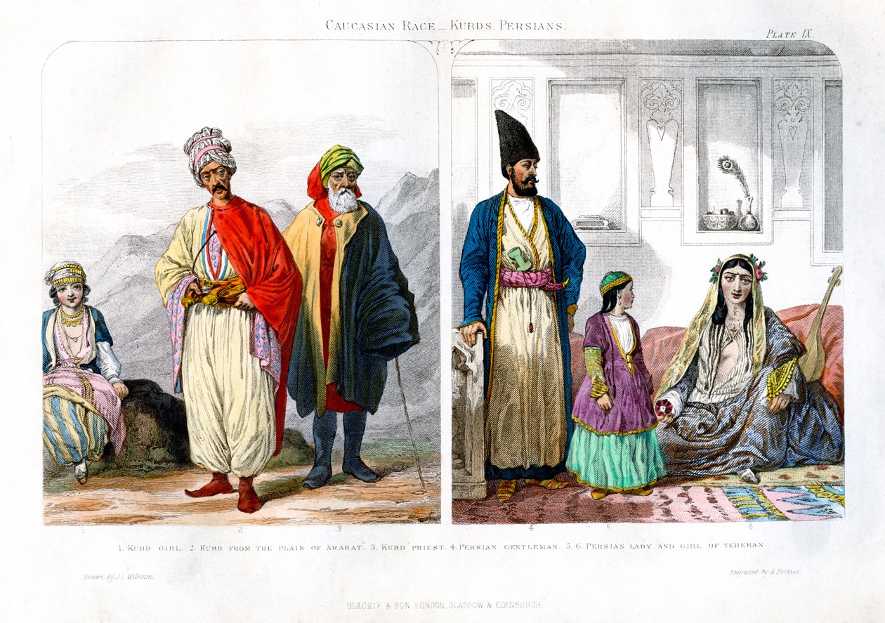 कोकेशियान जाति, कुर्द और फारसियों, 1873। द्वारा A. कुली