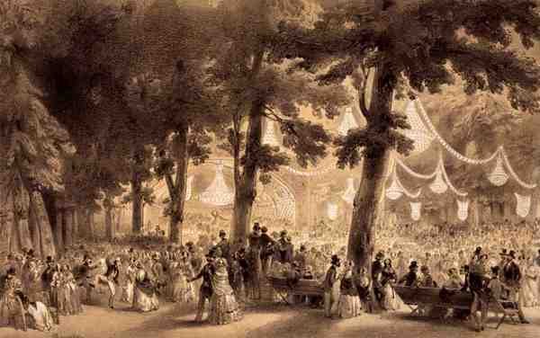 ऑगस्टे ब्राय (लिथो) द्वारा प्रकाशित Parc d'Asnieres में ऑर्केस्ट्रा और बॉलरूम का दृश्य द्वारा एक प्रोवोस्ट