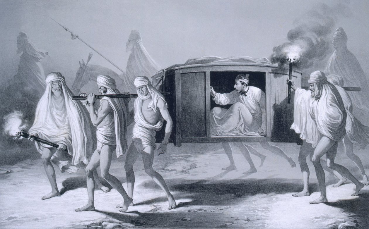 लौडियाना और अमृतसर के बीच पंजाब में भारतीय शैली के पोस्ट-चेज़, 1859। द्वारा ए। सोल्टीकोफ