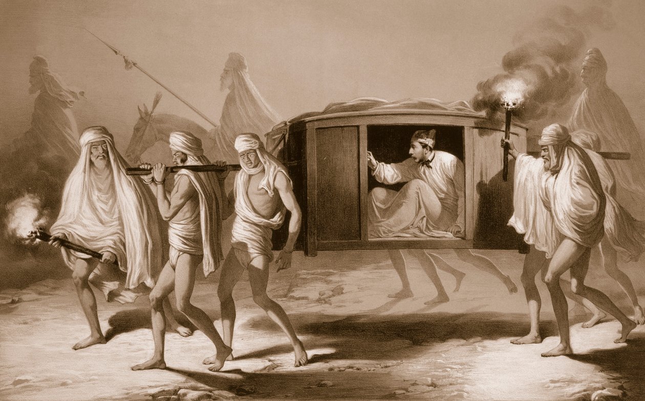 लौडियाना और अमृतसर के बीच पंजाब में भारतीय शैली के पोस्ट-चेज़, 1859। द्वारा ए। सोल्टीकोफ