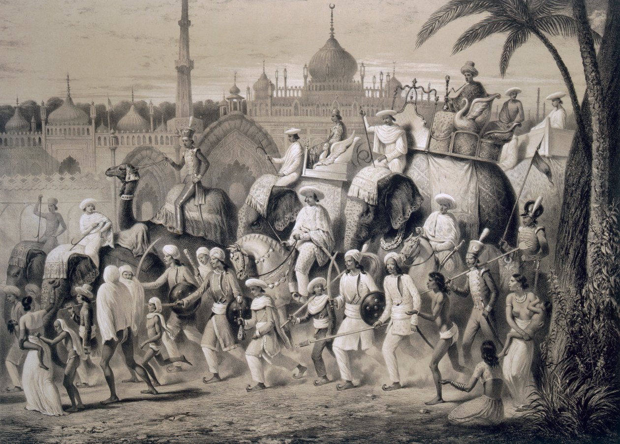 लखनऊ, प्रमुख सड़क, 'भारत में यात्राओं' से, 1859। द्वारा ए। सोल्टीकोफ