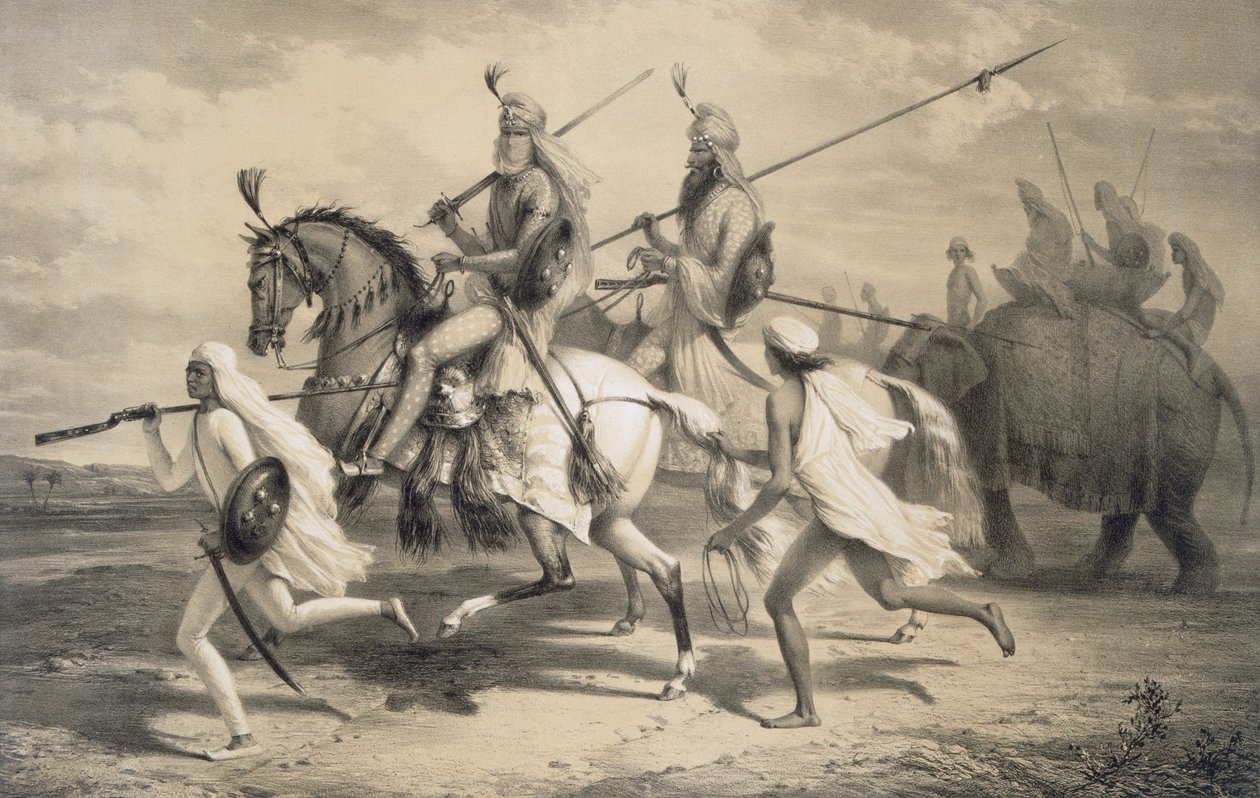 शिकार करने जा रहे सिख सरदार, 1858। द्वारा ए। सोल्टीकोफ