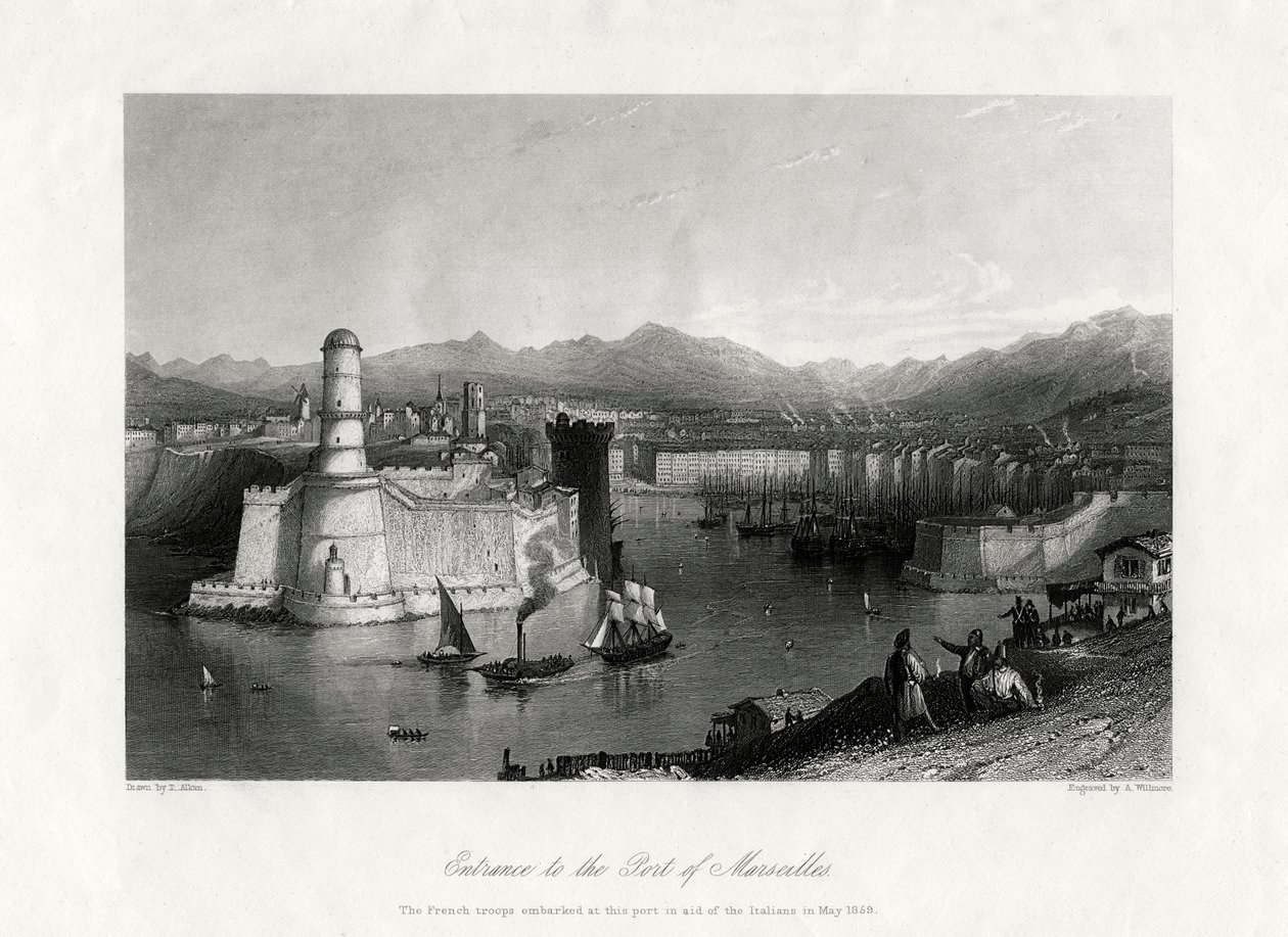 मार्सिले, फ्रांस, 1875 के बंदरगाह में प्रवेश द्वारा ए। विलमोर
