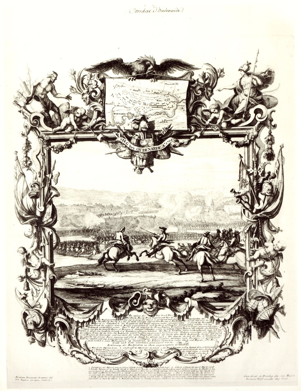 Oudenaarde की लड़ाई, 11 जुलाई 1708 को, जेरीमियास वोल्फ और जोहान अगस्त कोरविनस (1683-1738) द्वारा उत्कीर्ण द्वारा अब्राहम ड्रेंटवेट