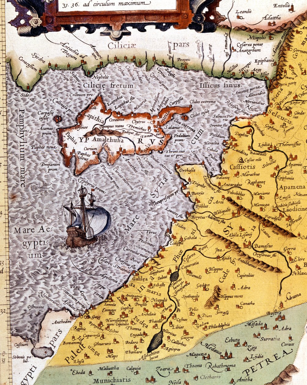 इब्राहीम Ortelius, एम्स्टर्डम के एटलस के अनुसार फिलिस्तीन का ऐतिहासिक भौगोलिक मानचित्र Historical द्वारा अब्राहम (बाद) ऑर्टेलियस