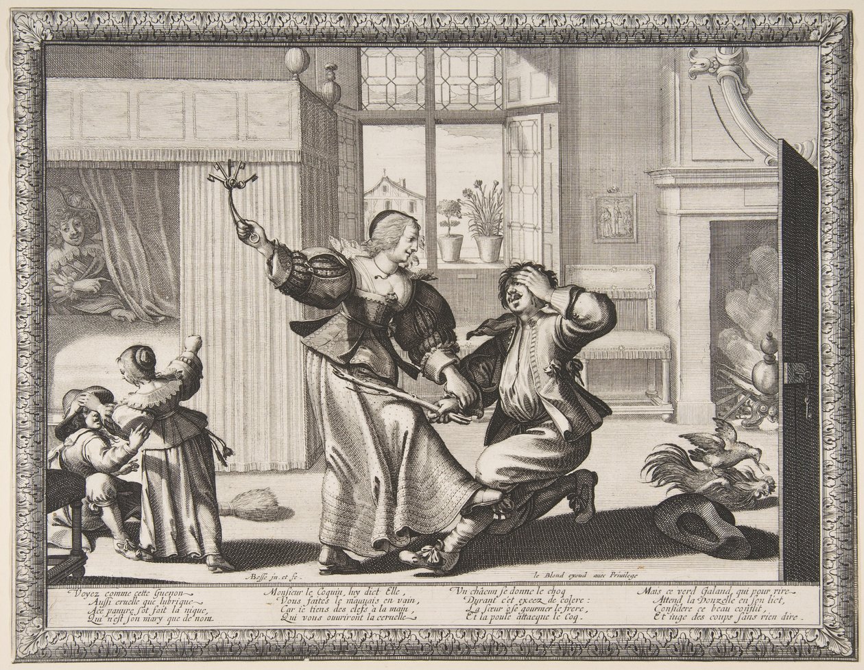 द हसबैंड-बीटर, c.1633 (नक़्क़ाशी और उत्कीर्णन) द्वारा अब्राहम बोस