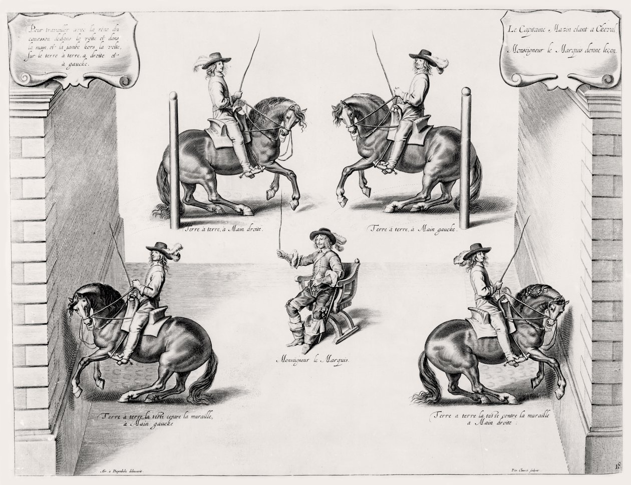राइडिंग मैनुअल से चित्रण, Peeter Clouwet (1629-70), 1658 द्वारा उकेरा गया द्वारा अब्राहम जंज़। डाइनेपिबेक के बाद वैन