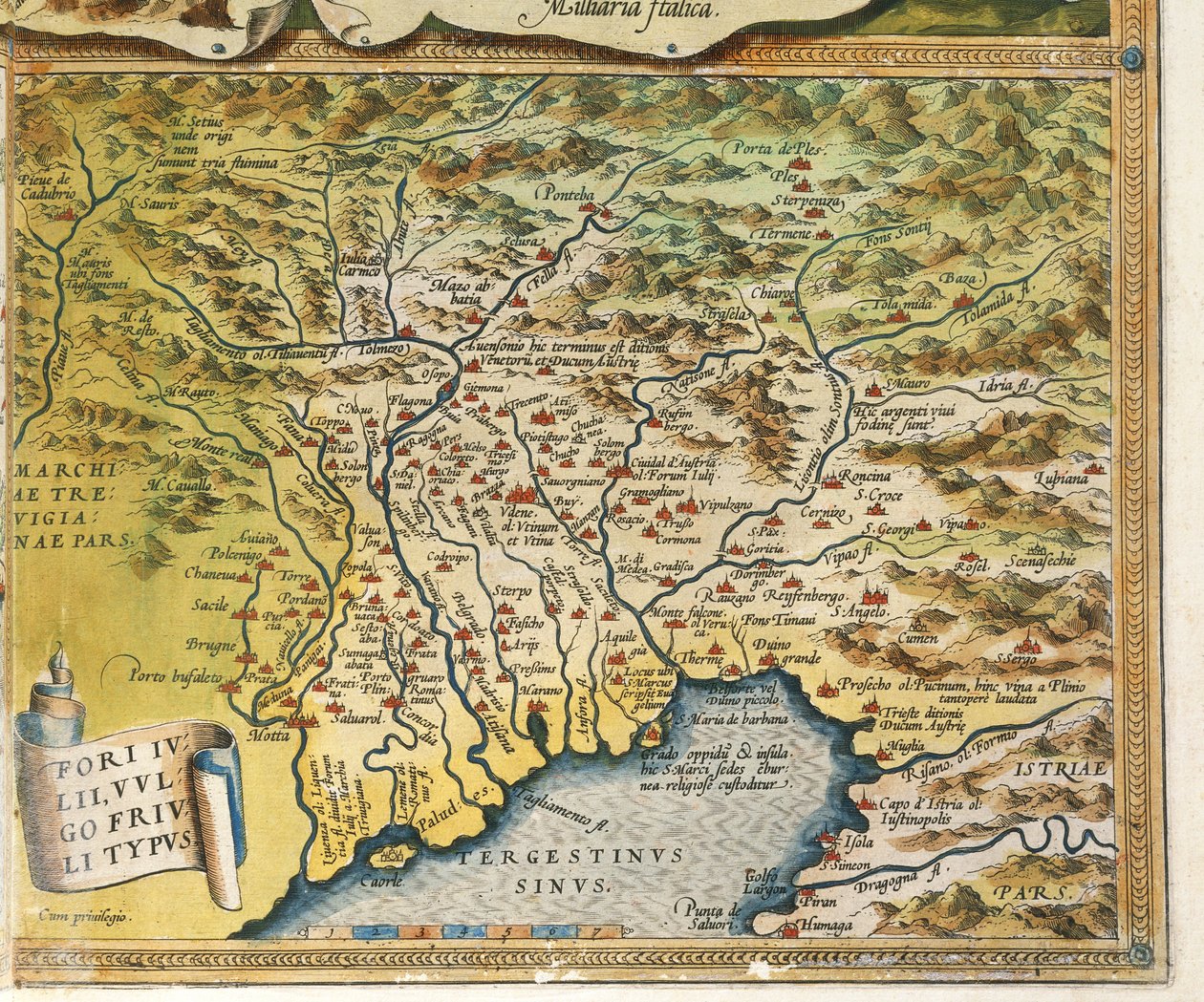 Theatrum Orbis Terrarum से Friuli Venezia Giulia क्षेत्र का नक्शा द्वारा अब्राहम Ortelius द्वारा अब्राहम ऑर्टेलियस