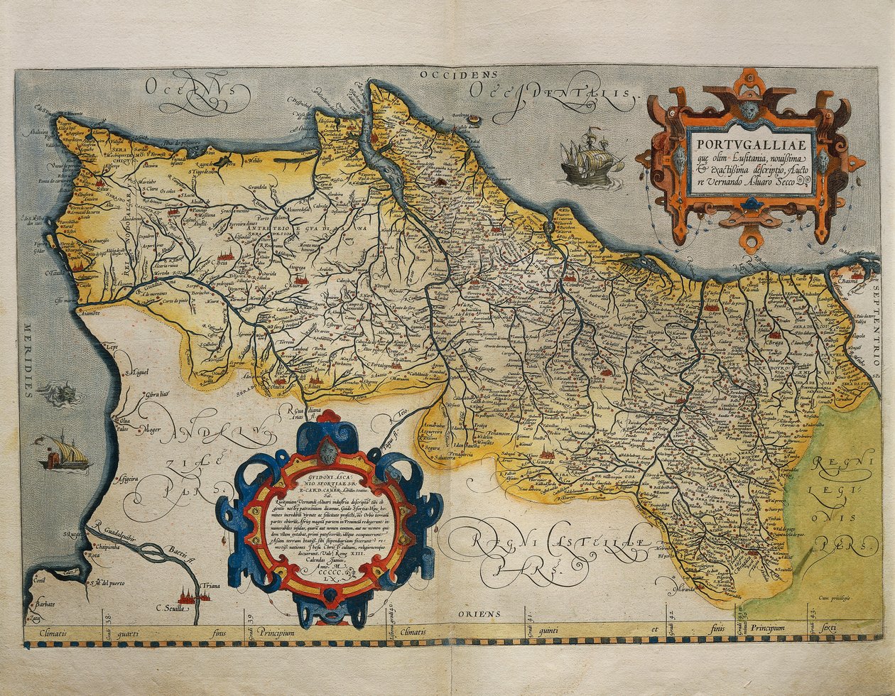 पुर्तगाल का नक्शा, Theatrum Orbis Terrarum से इब्राहीम Ortelius . द्वारा द्वारा अब्राहम ऑर्टेलियस