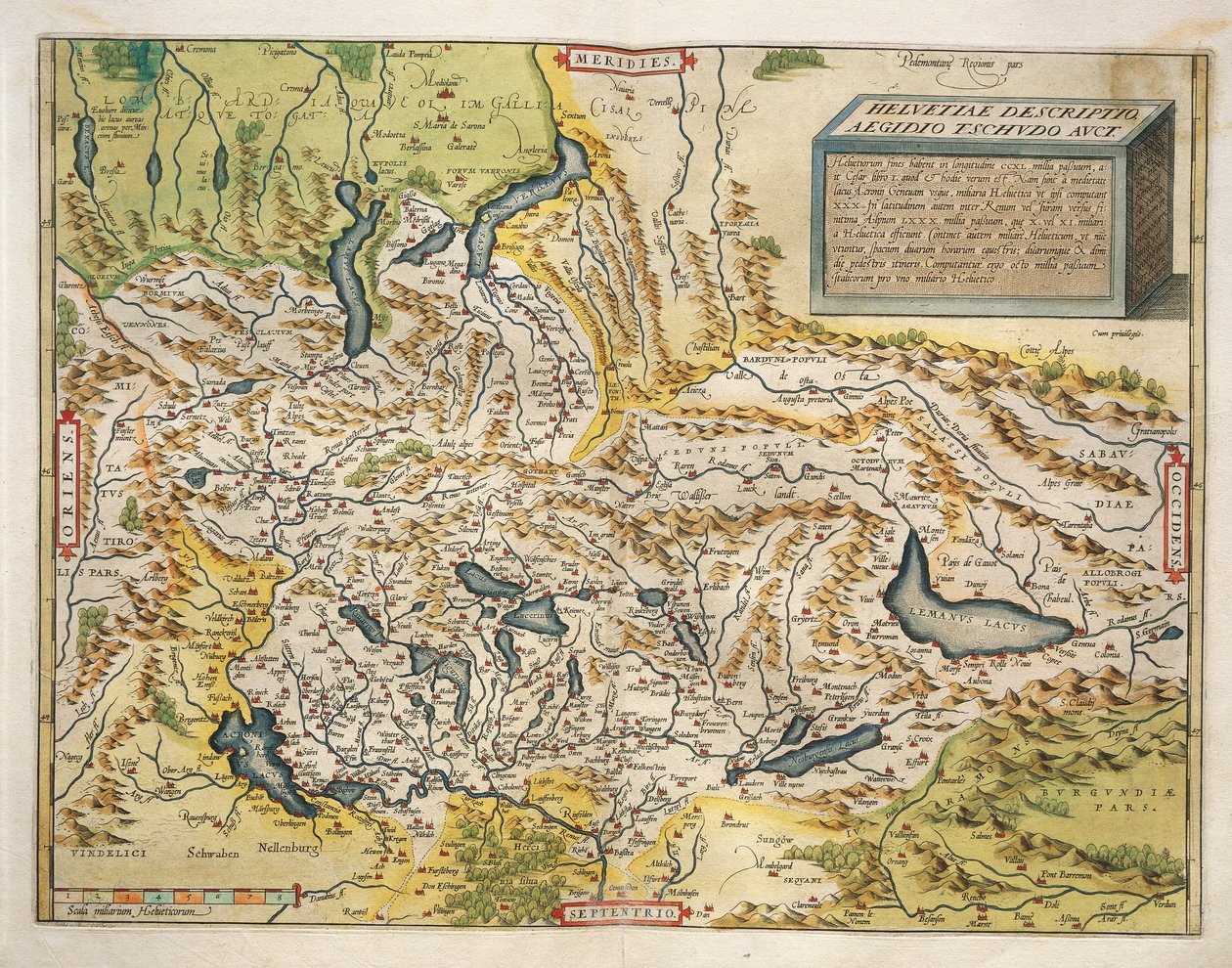 स्विट्ज़रलैंड का नक्शा, Theatrum Orbis Terrarum से इब्राहीम Ortelius द्वारा अब्राहम ऑर्टेलियस