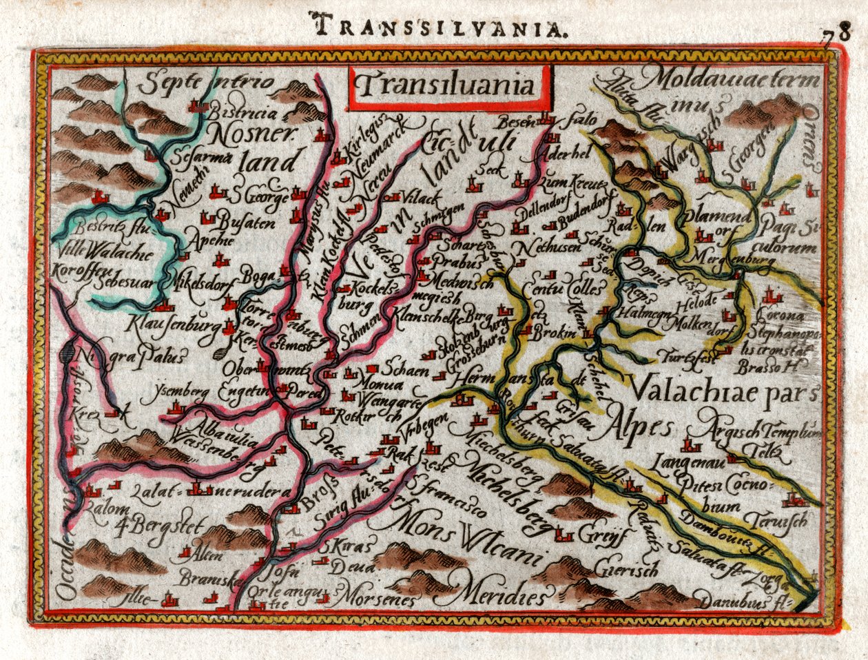 ट्रांसिल्वेनिया का नक्शा 1590 द्वारा अब्राहम ऑर्टेलियस