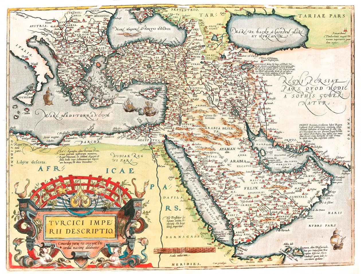 तुर्क साम्राज्य के क्षेत्र का भूगोल नक्शा "थियेट्रम ऑर्बिस टेरारम" से लिया गया था अब्राहम ऑर्टेलियस (ओर्टेल, ऑर्टेल या ऑर्टेल) द्वारा द्वारा अब्राहम ऑर्टेलियस