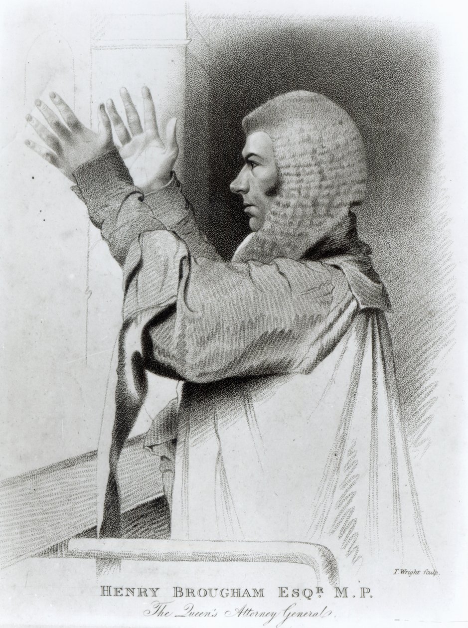 हेनरी ब्रोघम एस्क सांसद, द क्वीन अटॉर्नी जनरल, टी। राइट, 1821 द्वारा उत्कीर्ण द्वारा अब्राहम विवेक