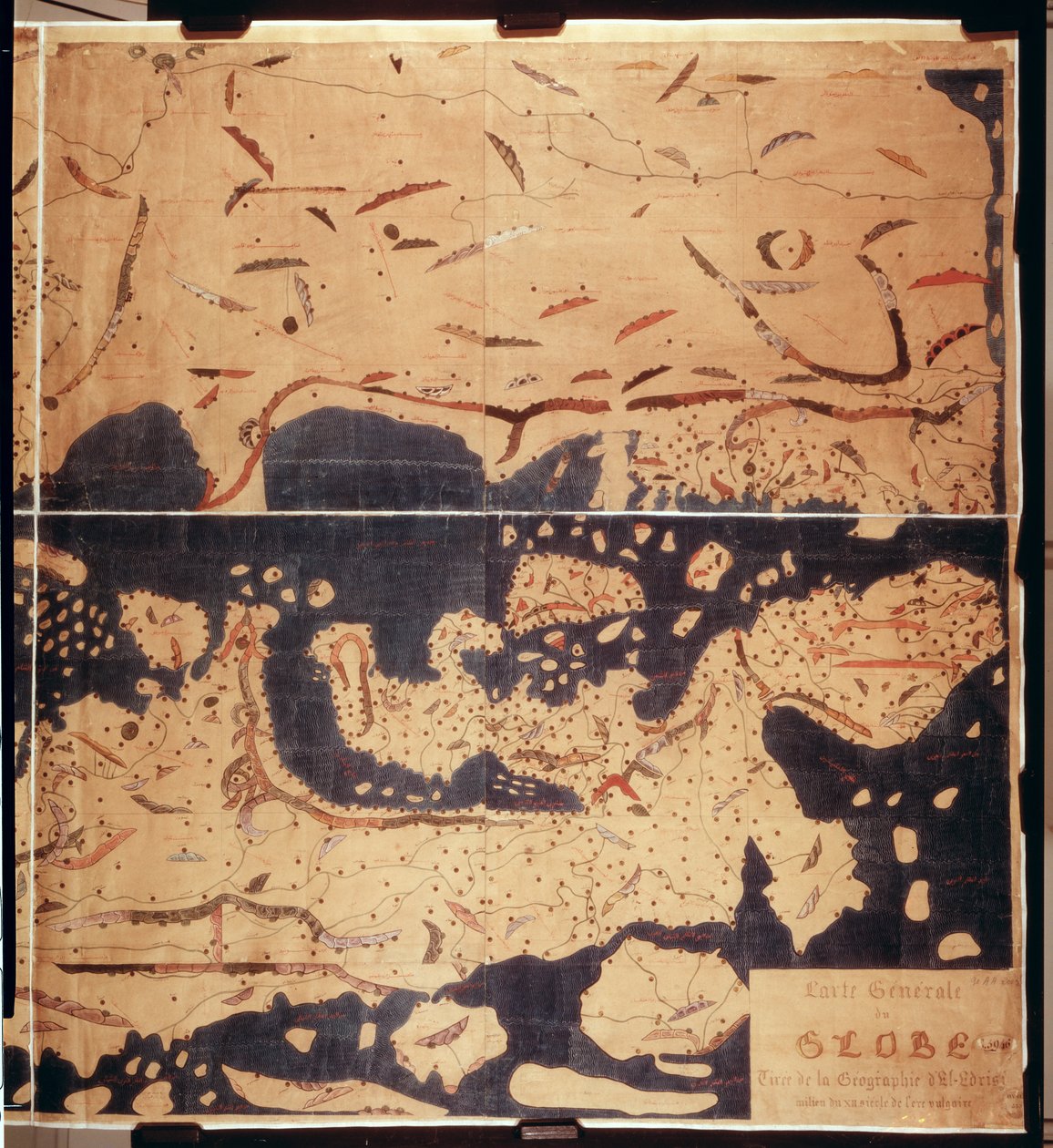 सुश्री अर्बे 2221 fol.203 und 204 भूमध्य सागर का मानचित्र, यूरोप और अफ्रीका, 1300 द्वारा अबू मुहम्मद अल इदरीसी या एड्रीसी