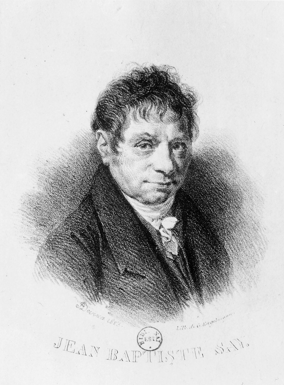 जीन बैप्टिस्ट साय (1767-1832) का पोर्ट्रेट, गोडेफ्रो एंगेलमैन (1788-1839) (लिथोग्राफ) द्वारा उत्कीर्ण द्वारा अकिल देवेरिया