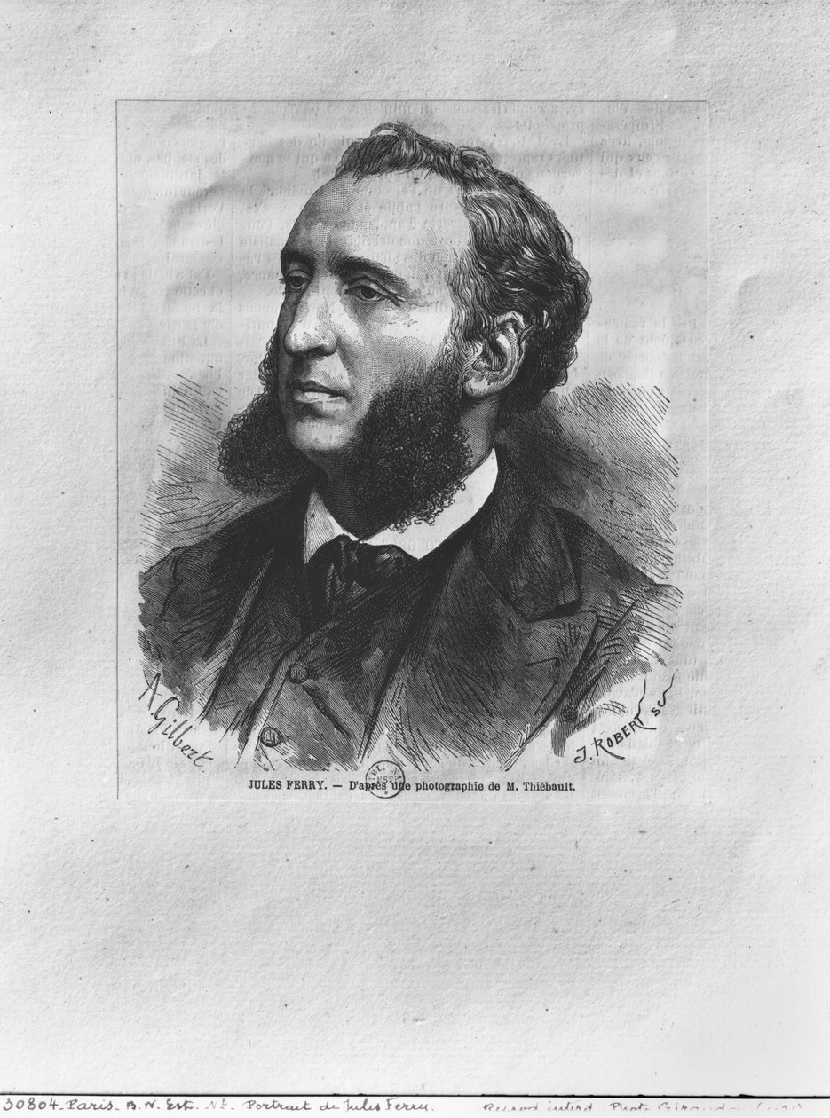 जूल्स फेरी का पोर्ट्रेट (1832-93) एम। थिबॉल्ट की एक तस्वीर से जे। रॉबर्ट द्वारा उकेरा गया द्वारा अचिल इसिडोर गिल्बर्ट