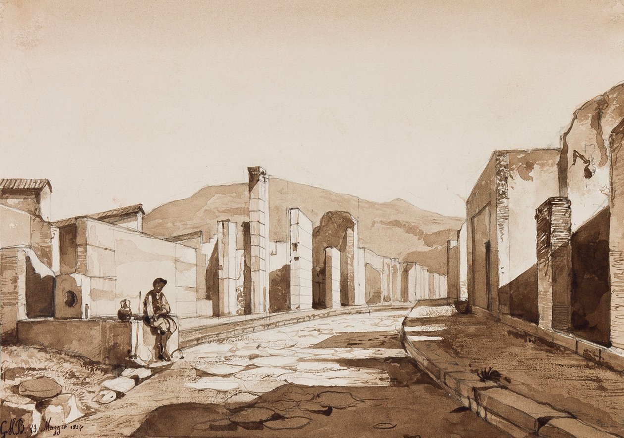 पोम्पेई, प्रिंस गेटानो मारिया फेडेरिको डि बोरबोन (1846-1871), 1854 द्वारा जोड़ के साथ (कागज पर पेंसिल सेप वाश) द्वारा अचिले वियानेली