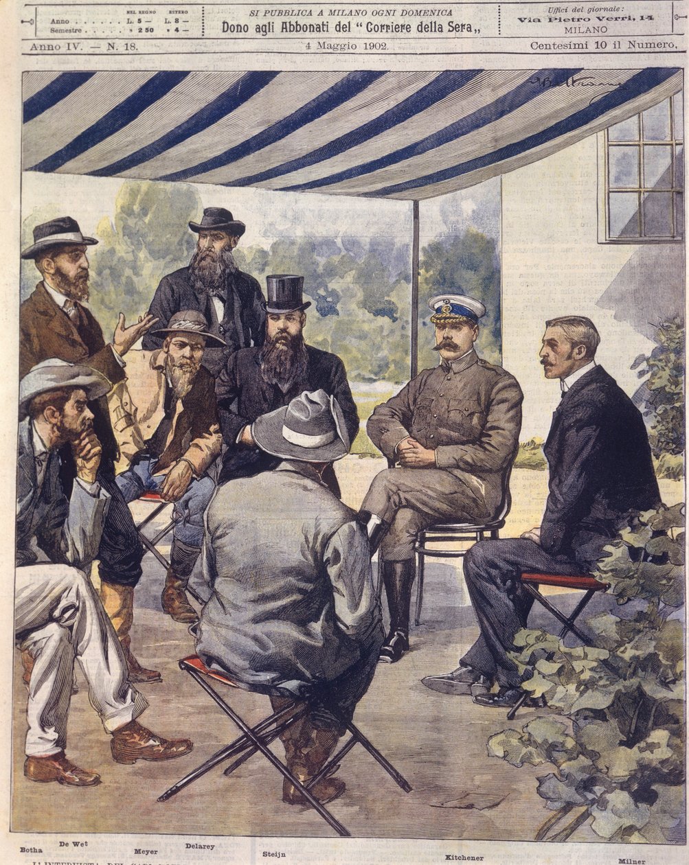 1850-1902 के एंग्लो-ज़ुलु और एंग्लो-बोअर युद्धों के दौरान शांति संधि के लिए वार्ता का चित्रण कवर करें द्वारा अचिल बेल्ट्रैम