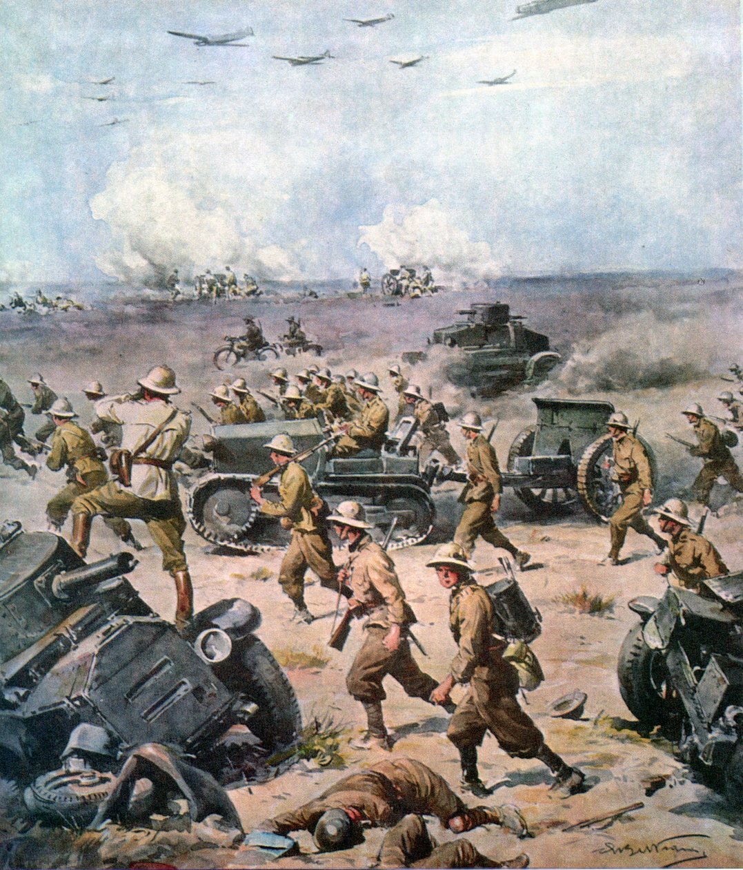 WWII-1940 उत्तर अफ्रीकी अभियान - मिस्र का इतालवी आक्रमण, ला डोमेनिका डेल कोरिएरे 22 सितंबर 1940 द्वारा अचिल बेल्ट्रैम