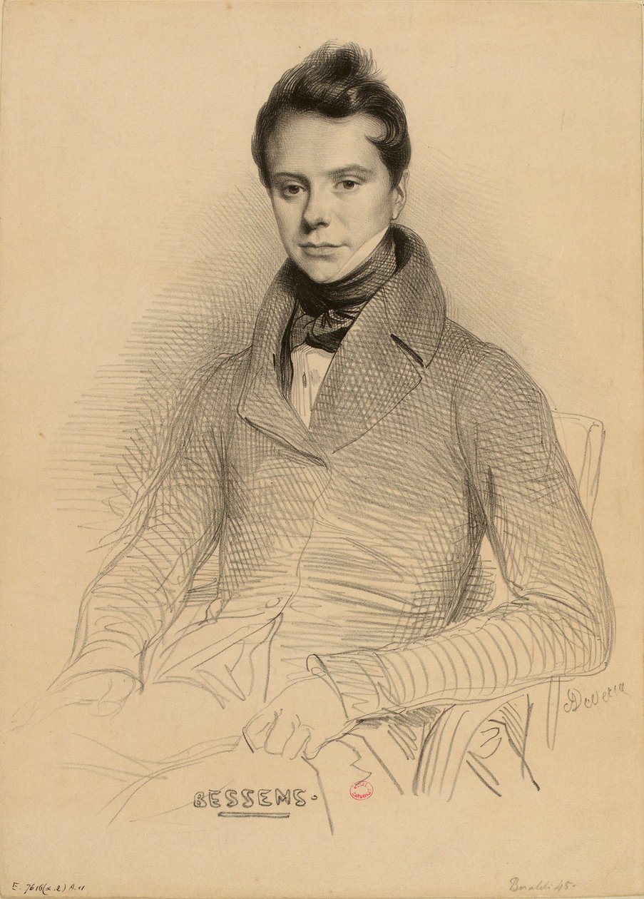 वायलिन वादक और संगीतकार एंटोनी बेसेम्स का चित्र 1806-1868, 1832। द्वारा अकिल देवेरिया