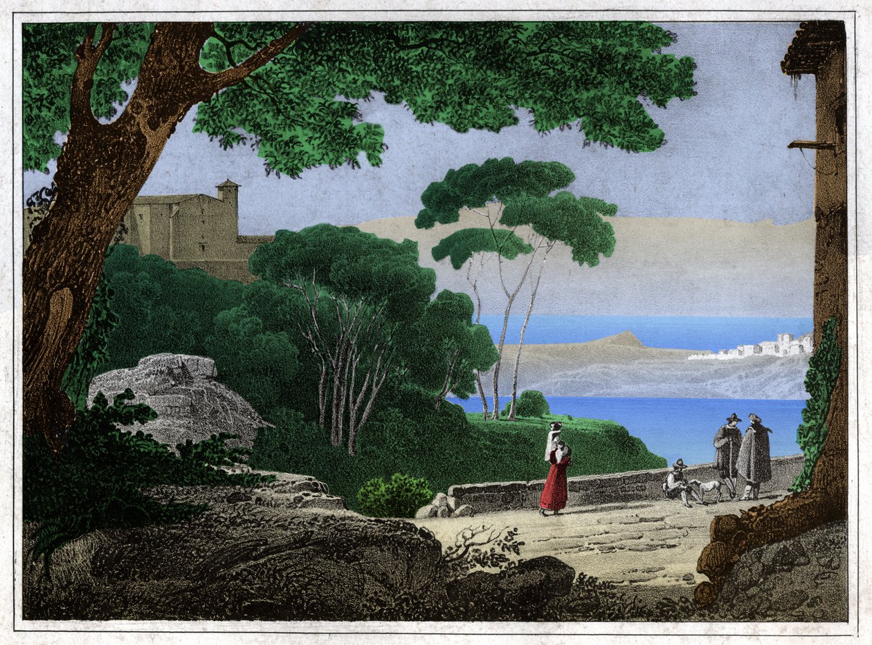 Lake Albano. (engraving, ca. 1820) द्वारा अकिल एटना माइकलॉन