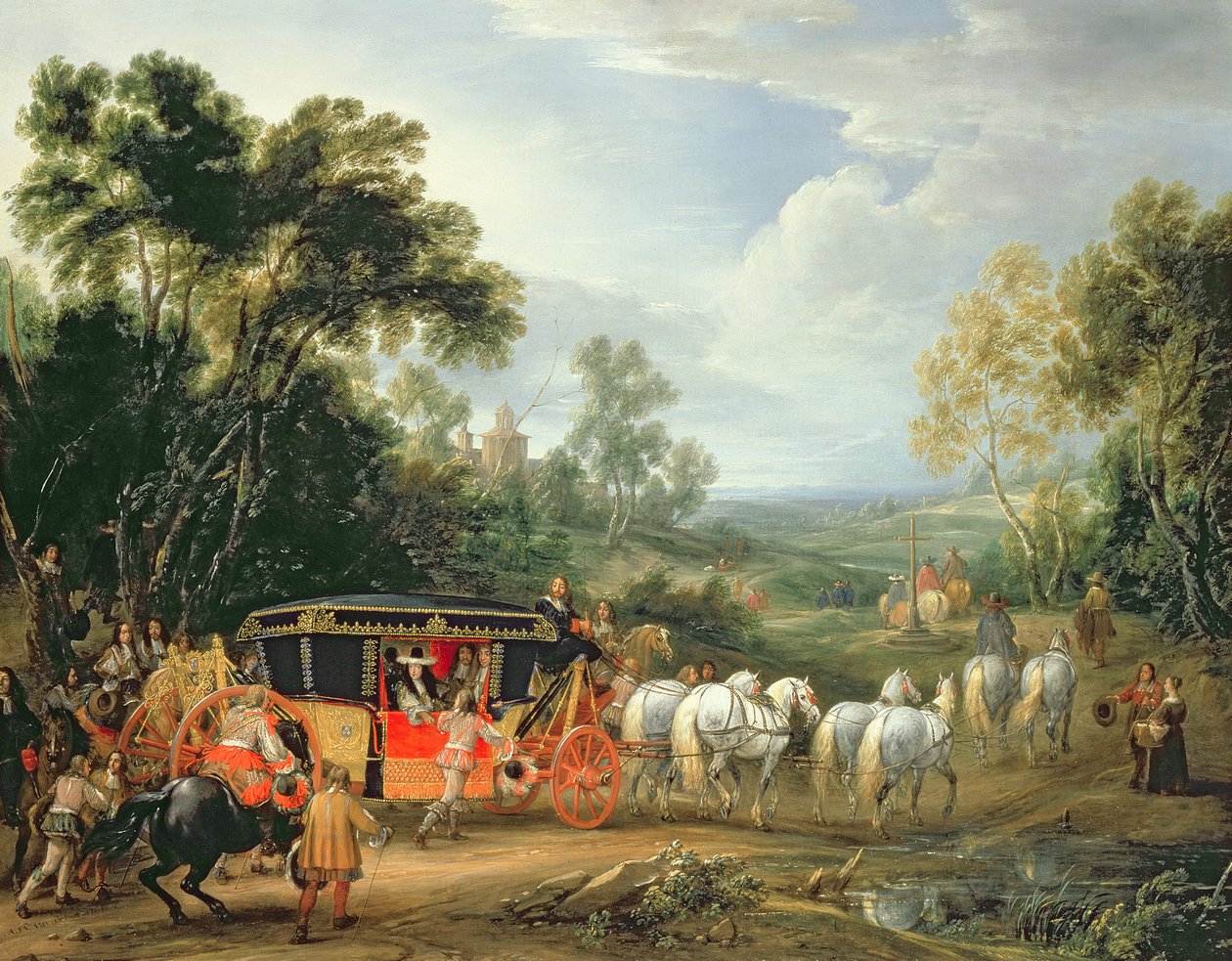 लुई XIV (1638-1715) अपने राज्य के कोच में द्वारा एडम फ्रैंस वैन डेर म्यूलन
