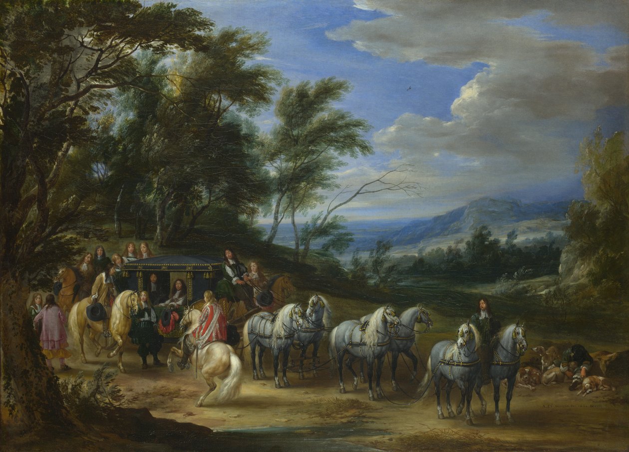 फिलिप फ्रेंकोइस डीरेनबर्ग सैनिकों की बैठक, 1662 द्वारा एडम फ्रैंस मेलेन वैन डेर
