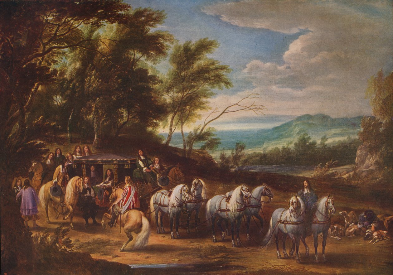 फिलिप फ्रेंकोइस डैनबर्ग मीटिंग ट्रूप्स, 1662, c1915 द्वारा एडम फ्रैंस वैन डेर म्यूलन