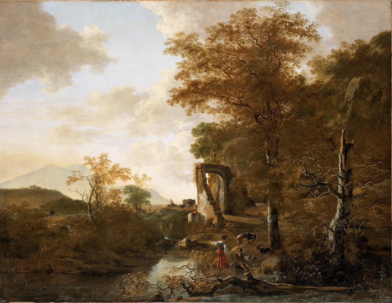 धनुषाकार गेटवे के साथ लैंडस्केप, c1654 द्वारा एडम पाइनकर