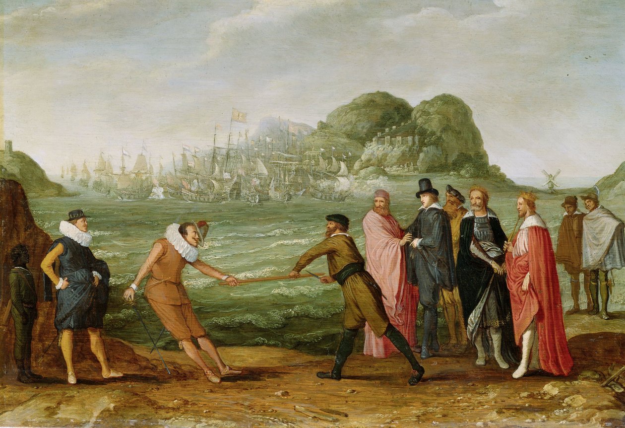 25 अप्रैल 1607 को c.1615-30 पर जिब्राल्टर में स्पेनिश बेड़े पर डच की विजय का रूपक द्वारा एडम विलॉर्ट्स