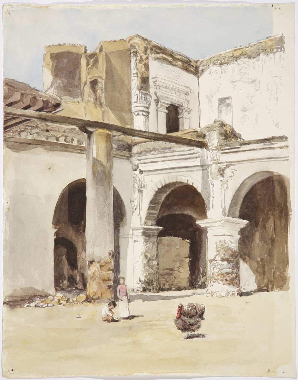 खंडहर - चलचिकोमुला, पुब्ला राज्य, मेक्सिको में पुराना घर (जल रंग) द्वारा एडेला ब्रेटन