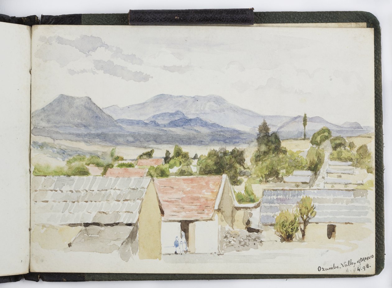 वॉटरकलर की स्केचबुक, ड्रॉइंग और नोट्स, मेक्सिको, 1896-1898 (वाटरकलर) द्वारा एडेला ब्रेटन