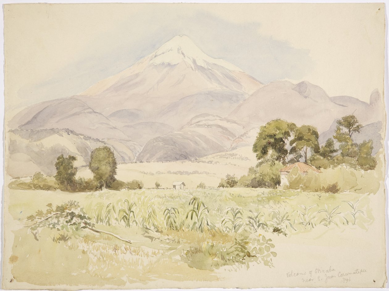 ज्वालामुखी ओरिज़ाबा, एस जुआन के पास, Coscomatepec, मेक्सिको (जल रंग) द्वारा एडेला ब्रेटन