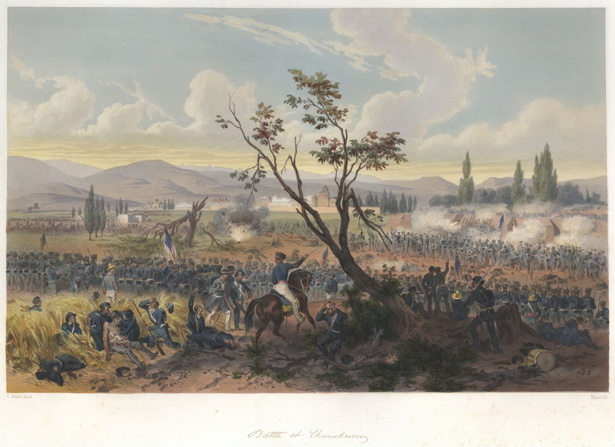 मैक्सिकन-अमेरिकी युद्ध में चुरुबुस्को की लड़ाई (20 अगस्त, 1847) द्वारा अडोलफे जीन बैप्टिस्ट बेओट