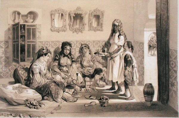 1830 में अल्जीयर्स पर कब्जा करने वाले फ्रांसीसी अभियान बल की स्मृति में अल्जीयर्स की महिलाएं (लिथो) द्वारा अडोलफे जीन बैप्टिस्ट बेओट