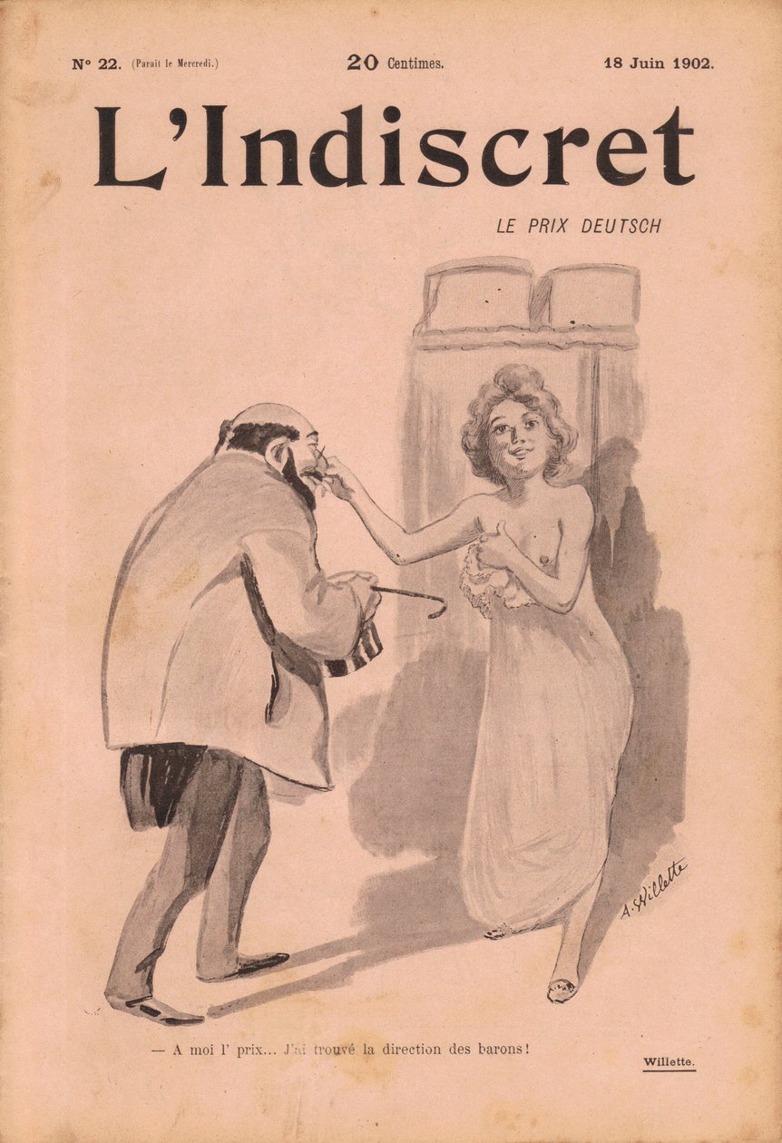 "L'Indiscret" का कवर, B & W . में व्यंग्य द्वारा एडोल्फ लियोन विलेट