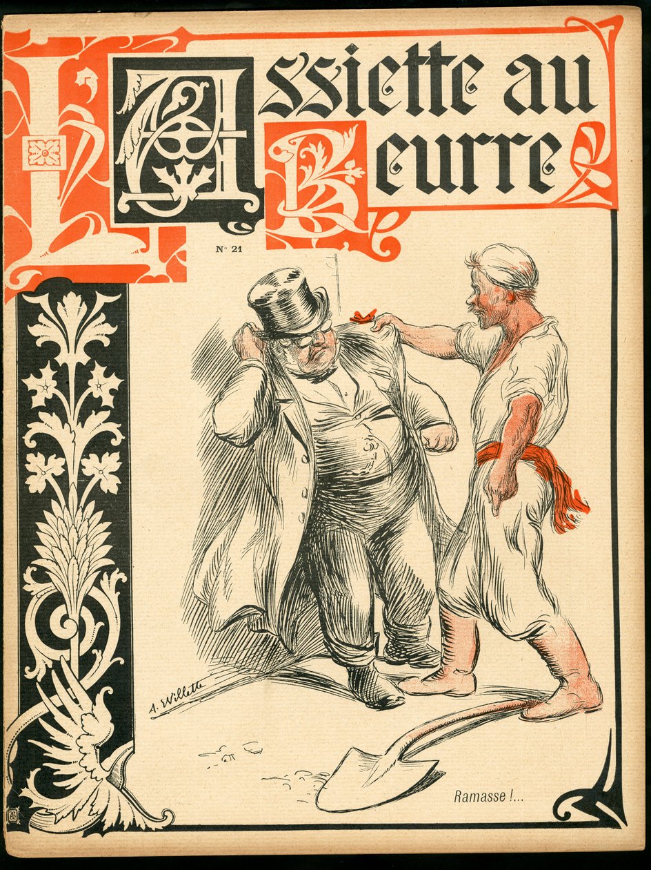 "" L'Plate au Beurre "", संख्या 21, रंगों में व्यंग्य का कवर द्वारा एडोल्फ लियोन विलेट