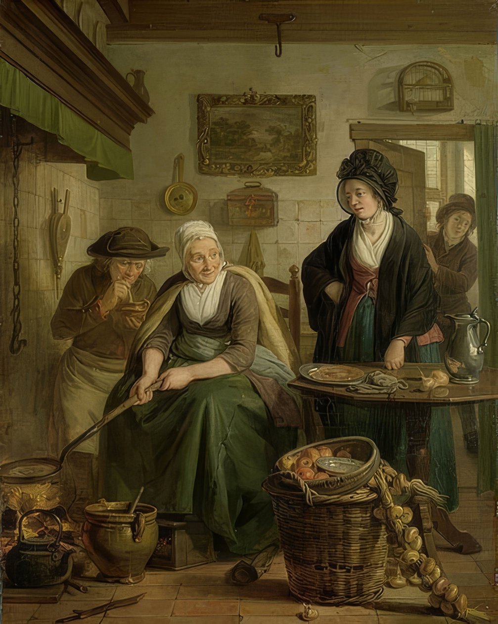 महिला बेकिंग पेनकेक्स। 1790-1810 के आसपास द्वारा एड्रियन डे लिली