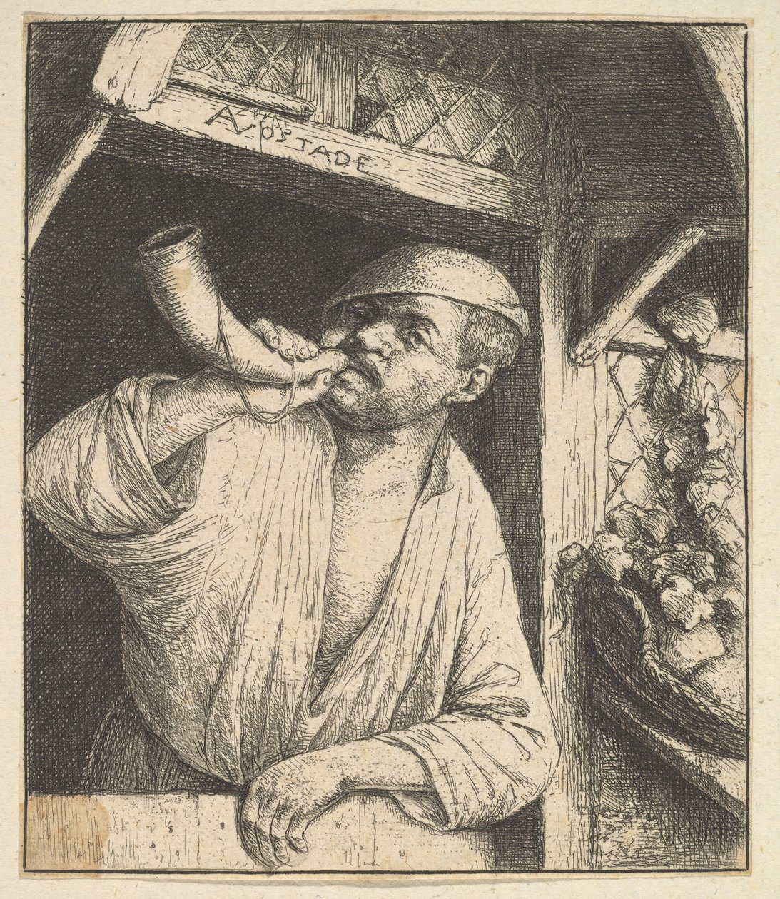 बेकर ब्लोइंग हॉर्न, 1610-85। द्वारा एड्रिएन जंज़। वैन ओस्टेड