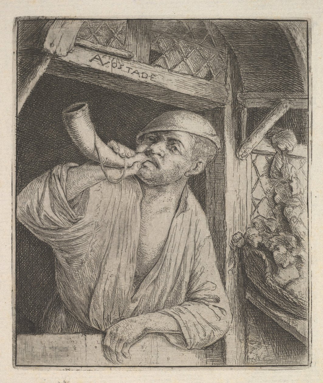 बेकर ब्लोइंग हॉर्न, 1610-85। द्वारा एड्रिएन जंज़। वैन ओस्टेड