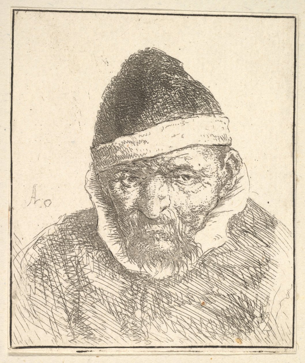 ओल्ड मैन विथ वाइट कॉलर और पॉइंटेड हैट, 1610-85। द्वारा एड्रिएन जंज़। वैन ओस्टेड