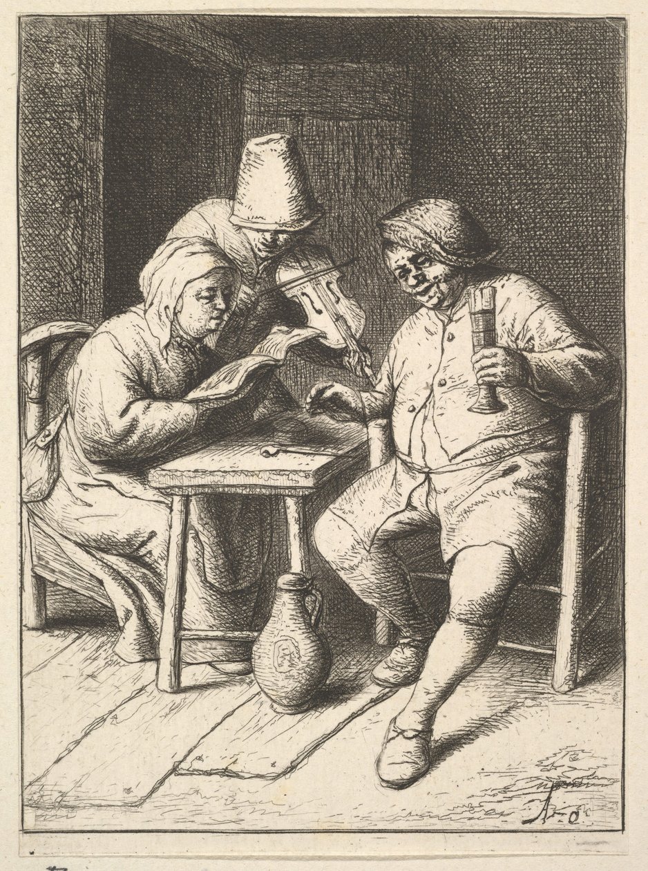 सिंगिंग कपल और वायलिन, 1610-85। द्वारा एड्रिएन जंज़। वैन ओस्टेड