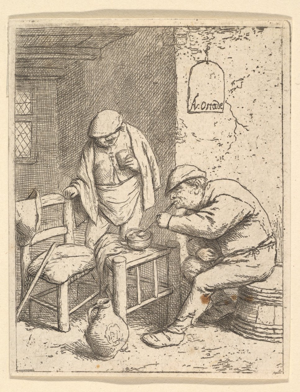 द स्मोकर एंड द ड्रिंकर, 1682। द्वारा एड्रिएन जंज़। वैन ओस्टेड