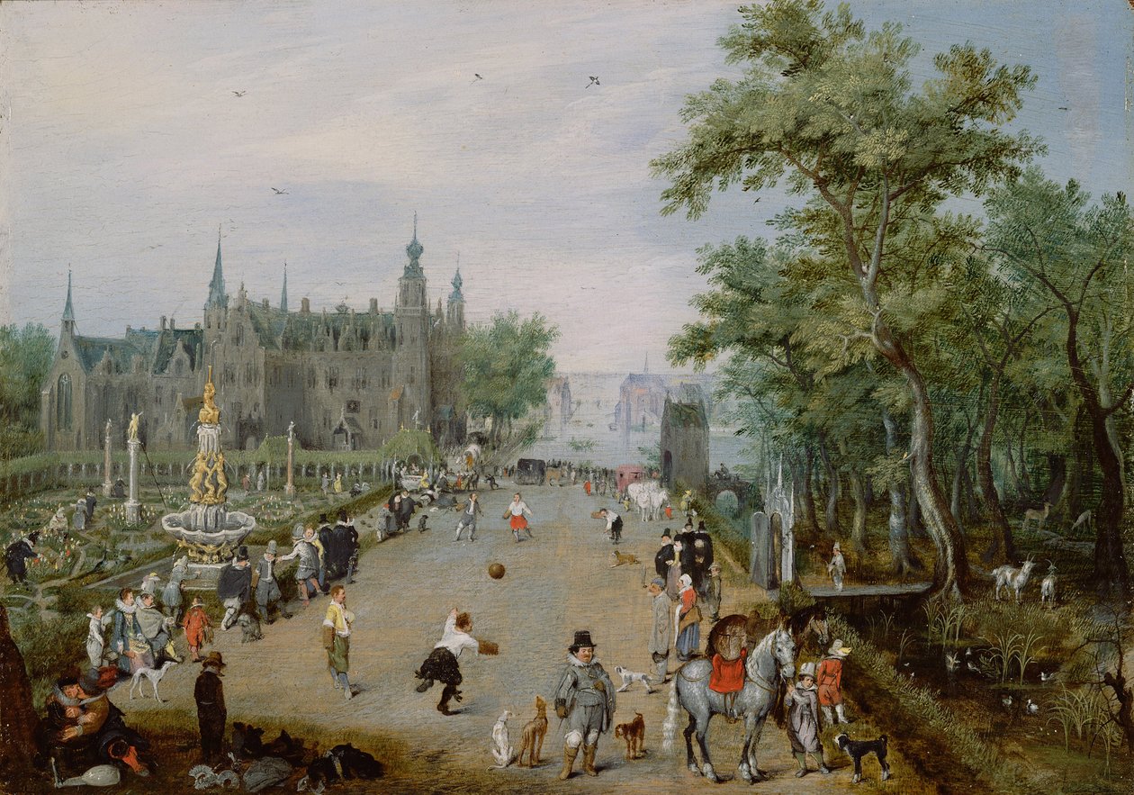 Jeu de Paume से पहले एक कंट्री पैलेस, सीए 1614 द्वारा एड्रिएन पिएटर्सज़ वैन डे वेने